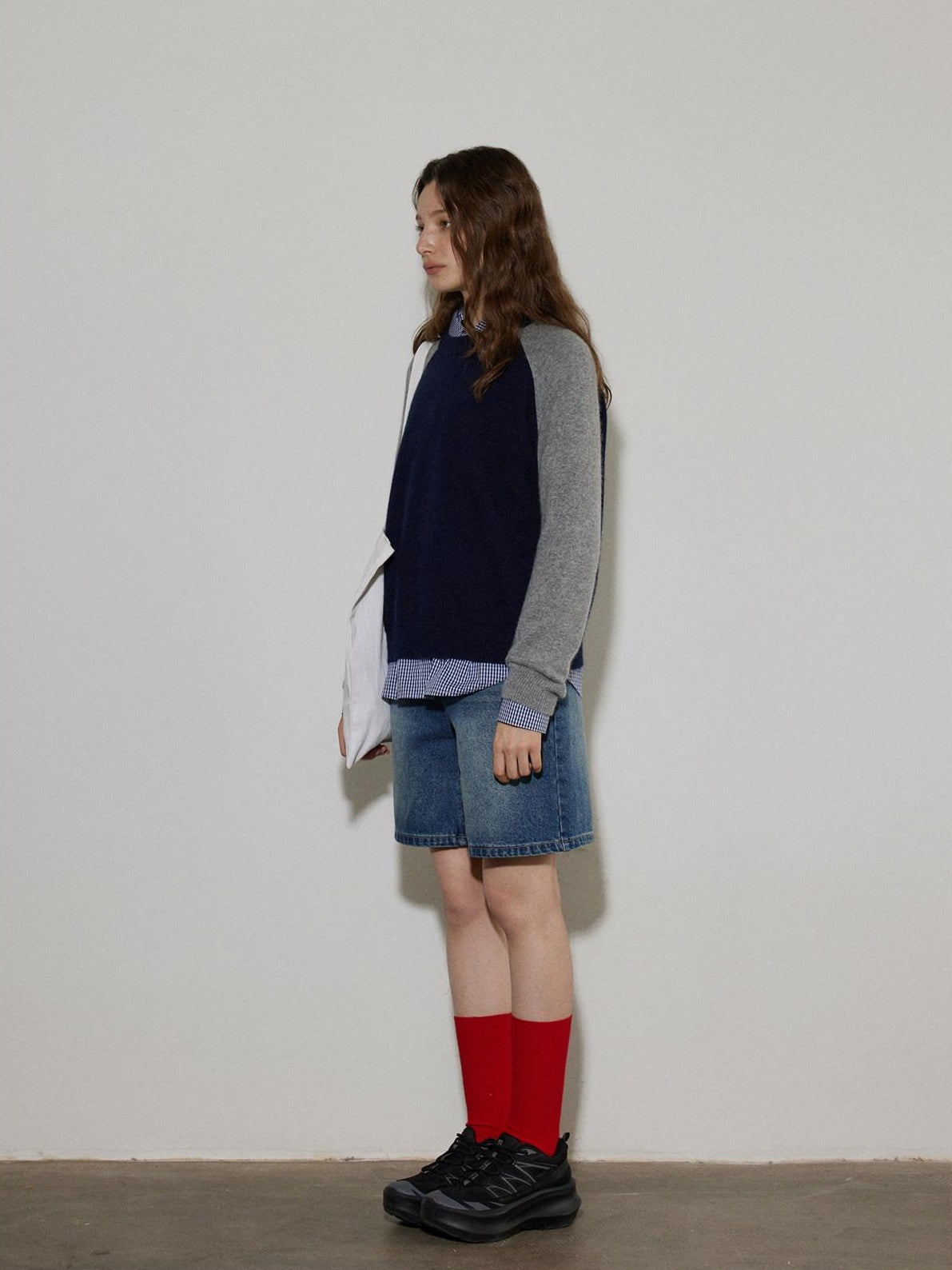 Lofi choose Colorblock Loose Fit Crewneck Pullover Smart Commuter Office Women Knit Sweaters