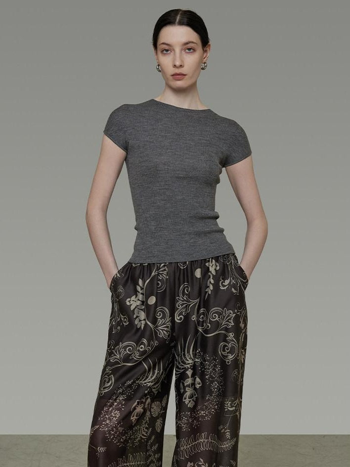 unspoken High Waist Pockets Loose Office Minimal Polyester Olive Brown Wide Leg Pants