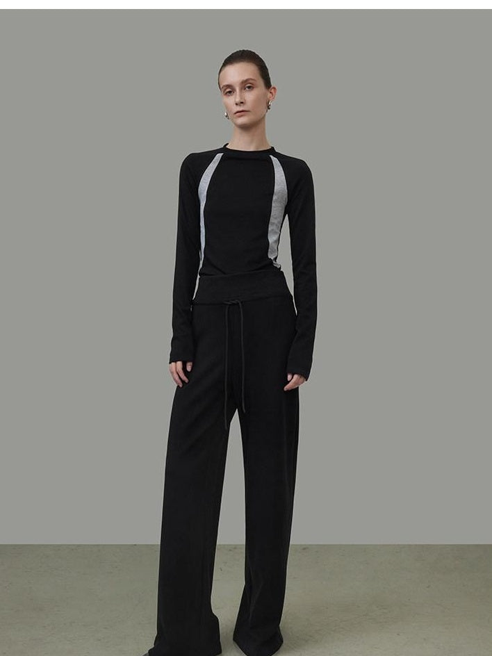 unspoken Nylon Viscose Stretch Slim Fit Minimalist Office Colorblock Crewneck Sweaters