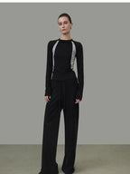 unspoken Nylon Viscose Stretch Slim Fit Minimalist Office Colorblock Crewneck Sweaters