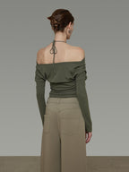 unspoken Breathable Soft Viscose Blend Slim Knit Long Sleeve Boat Neck Workwear Blouses