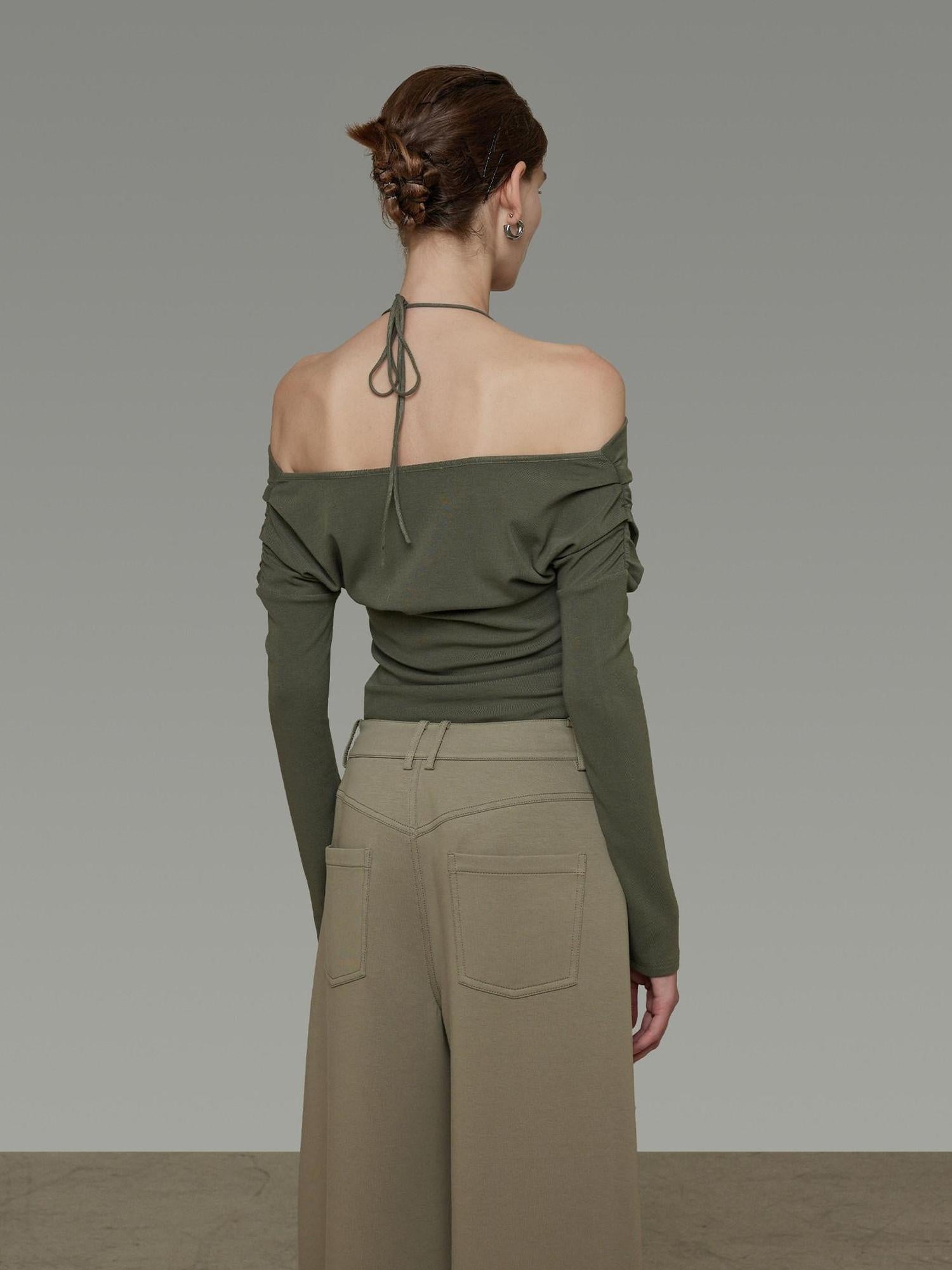 unspoken Breathable Soft Viscose Blend Slim Knit Long Sleeve Boat Neck Workwear Blouses