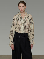 unspoken Breathable Soft Office Loose V-neck Embroidered Floral Viscose Blend Blouses
