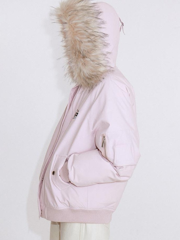 fano White Duck 90 Percent Down Removable Hood Casual Regular Women Pink Down Jackets