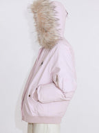fano White Duck 90 Percent Down Removable Hood Casual Regular Women Pink Down Jackets