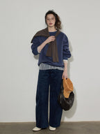 Lofi choose Fleece Lined Oversized Crew Neck Workwear Women Cotton Polyester Blend Sweatshirt