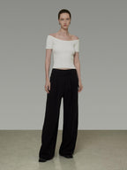 unspoken Minimalist Slim Fit Cotton Short Sleeve Women Off Shoulder Crop Tops