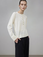 unspoken Pure Wool Minimalist Loose Pullover Crew Neck Women Knit Cardigans