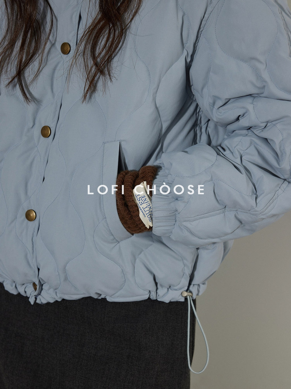 Lofi choose 90 Percent White Duck Down Commuter Loose Stand Collar Haze Blue Down Jackets