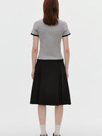 fano Stretch Viscose Slim Fit Korean Crewneck Print Gray Black Short Sleeve T-Shirts