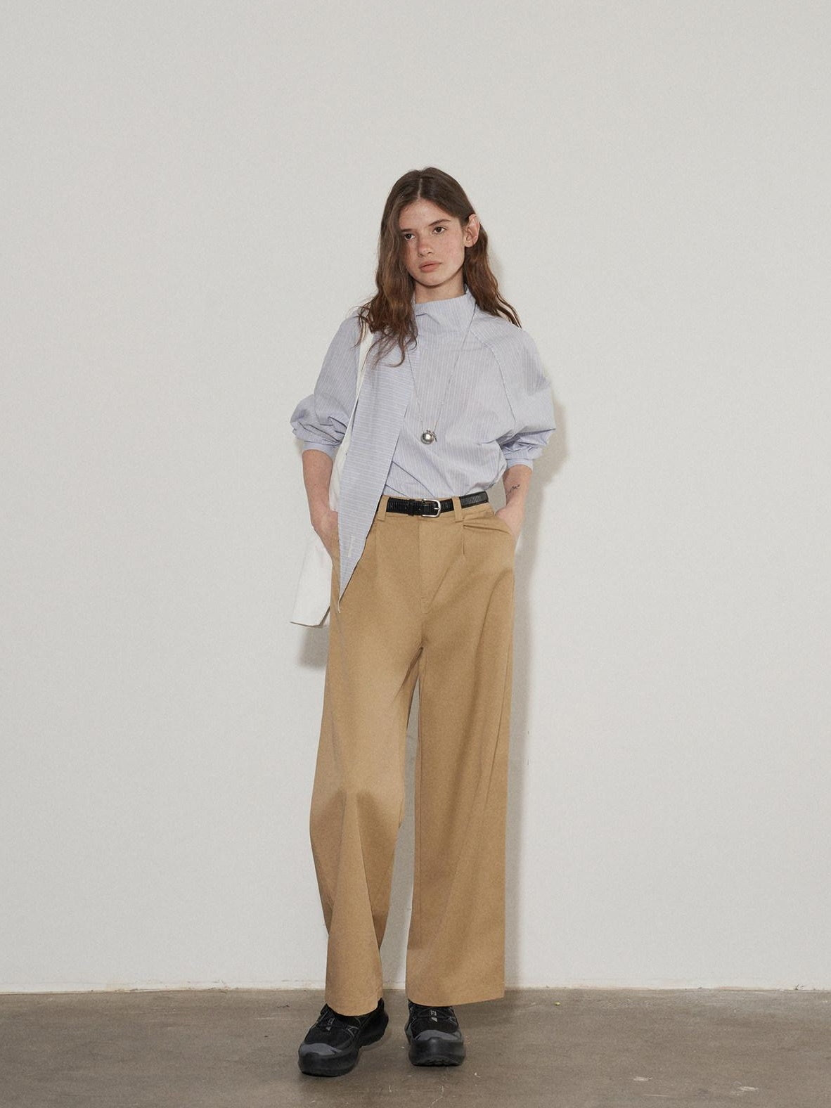 Lofi choose Breathable Cotton Loose Fit Lapel Collar Button Long Sleeve Office Women Shirts