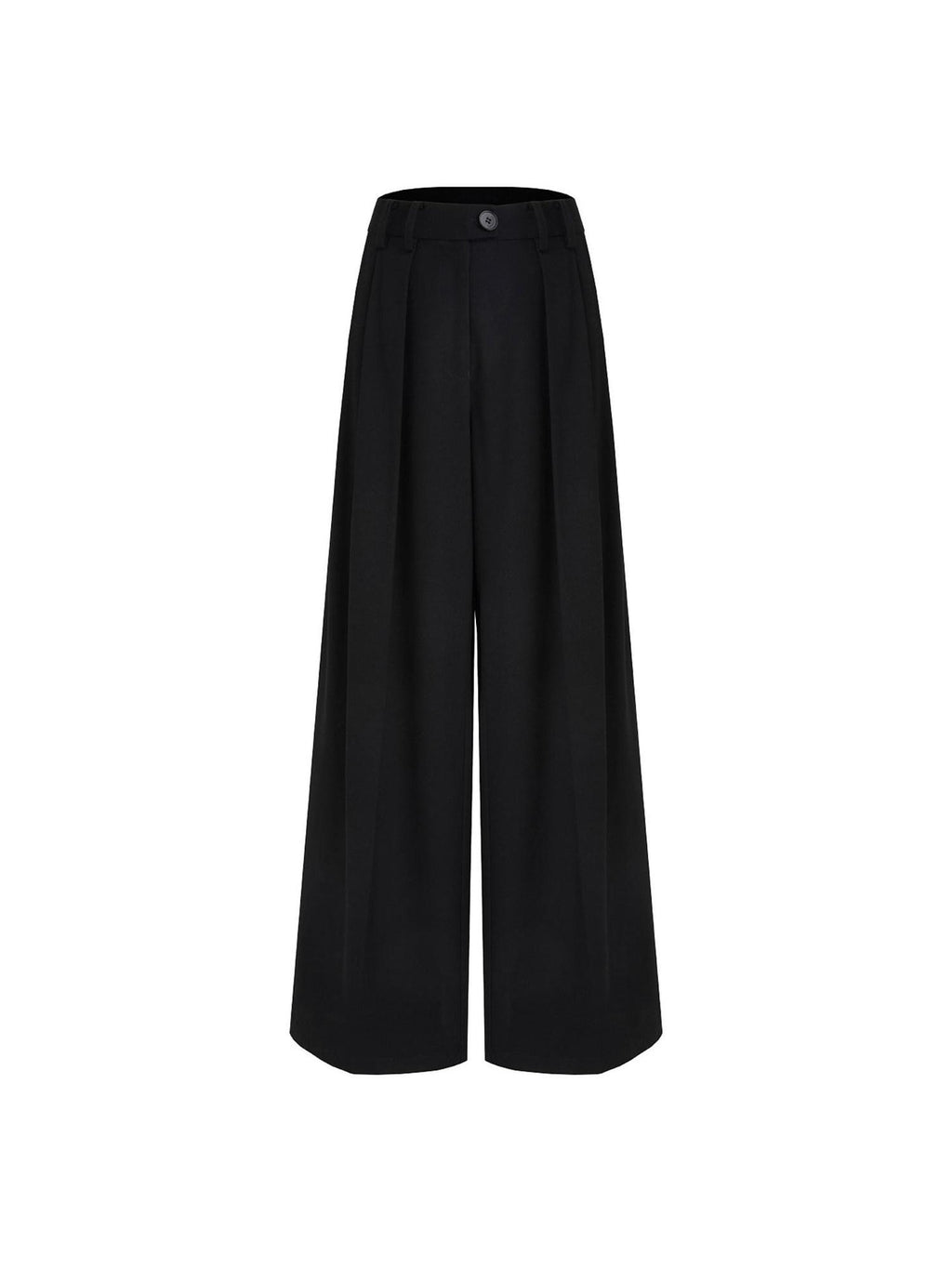 unspoken High Waist Pleated Skin Friendly Breathable Minimal Commuter Black Wide Leg Pants