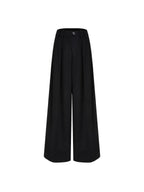 unspoken High Waist Pleated Skin Friendly Breathable Minimal Commuter Black Wide Leg Pants
