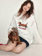fano Lyocell Stretch Loose Korean Commuter Round Neck Printed Long Sleeve T-Shirts