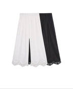 audreyyang Minimalist Wide Leg Elastic Natural Waist Women Polyester Straight Pants