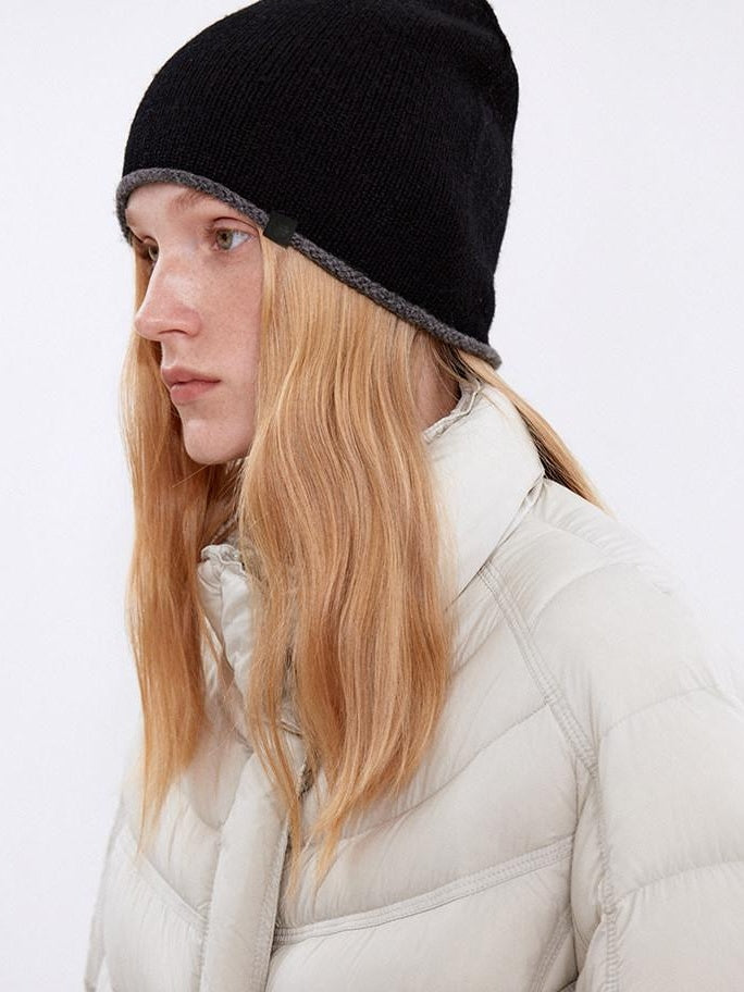 fano Cozy Wool Minimalist Knit Round Top Unisex Everyday Dark Gray Beanies