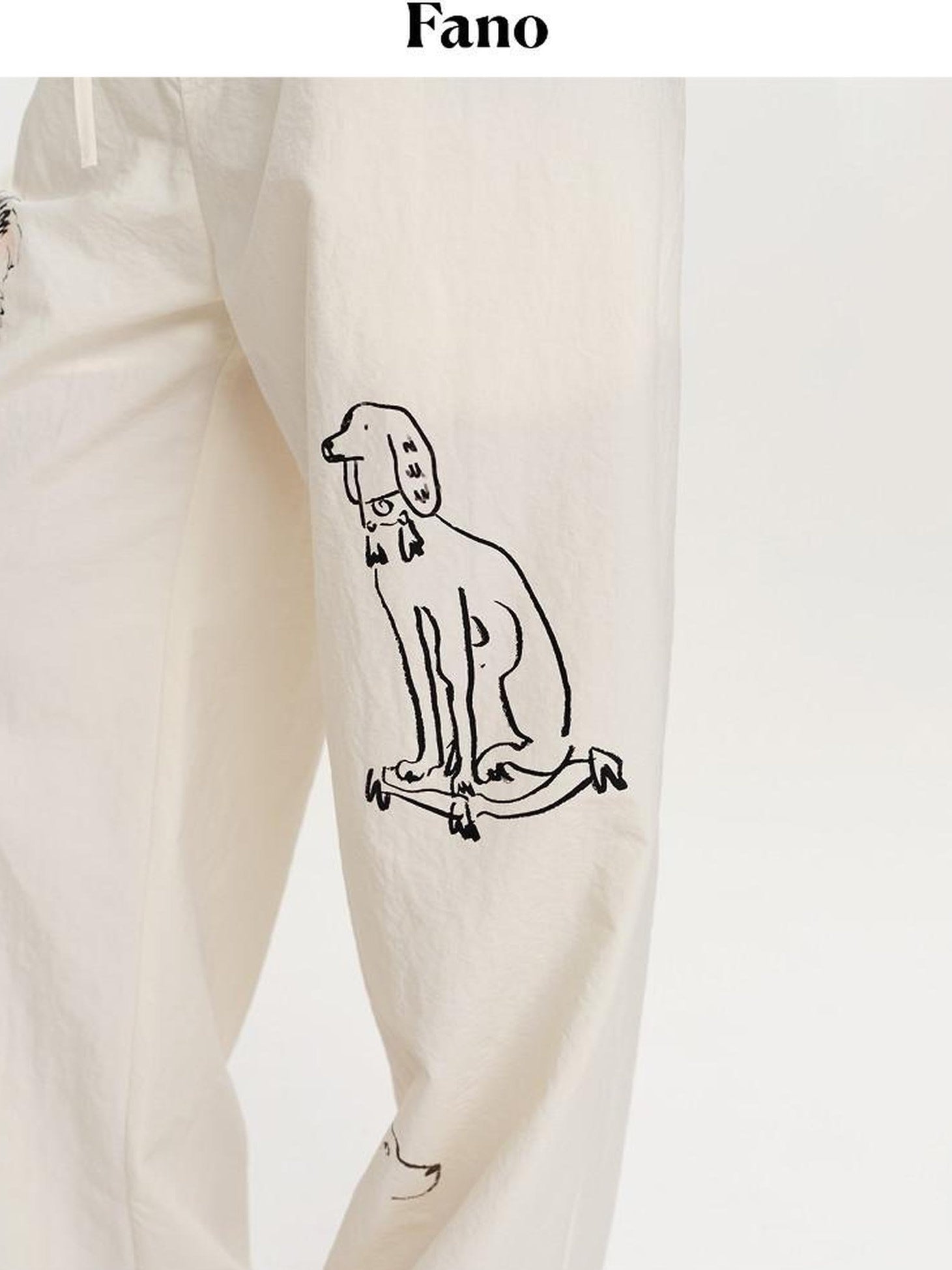 fano Lightweight Nylon Blend Korean Commuter Wide Leg Waist Zip Fly Sweatpants