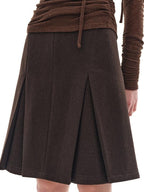 someone sometimes Viscose Wool Blend Slim Fit A Line Mid Waist Lined Women Tan Midi Skirts