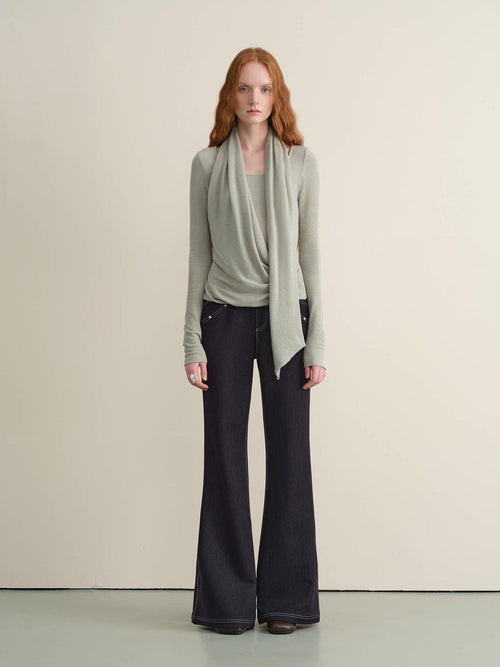 someonesometimes Faux Cashmere Windproof Slim Fit U Neck Women Duck Egg Blue Sweaters