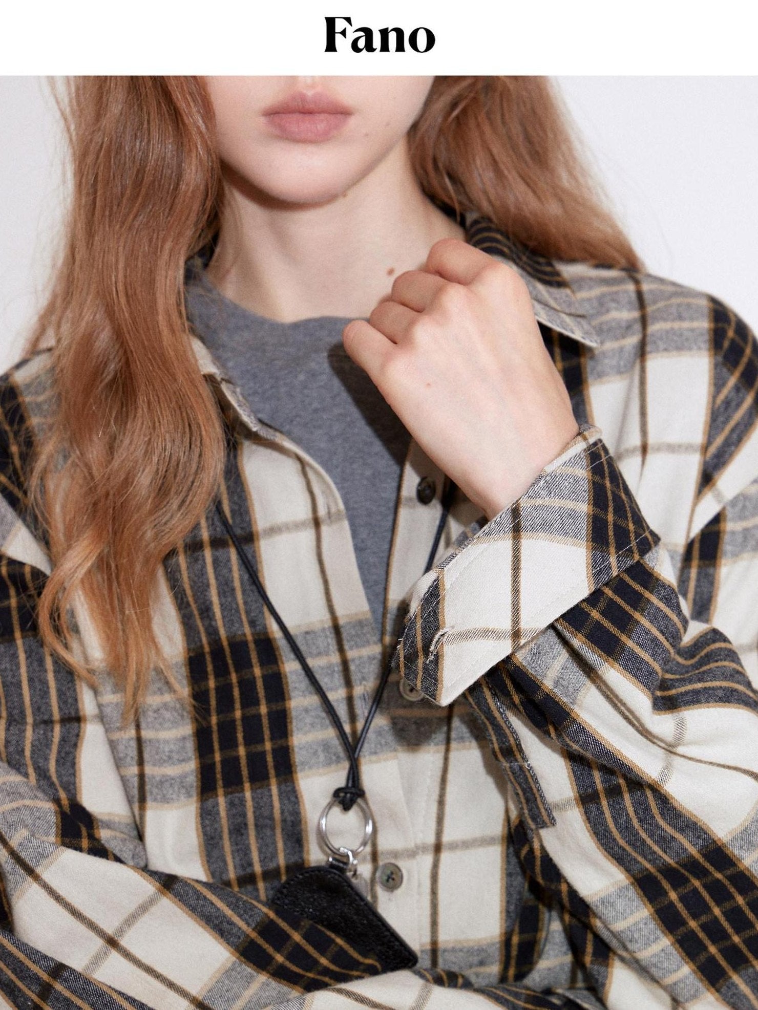 fano Adjustable Cotton Plaid Loose Turndown Collar Long Sleeve Young Women Shirts
