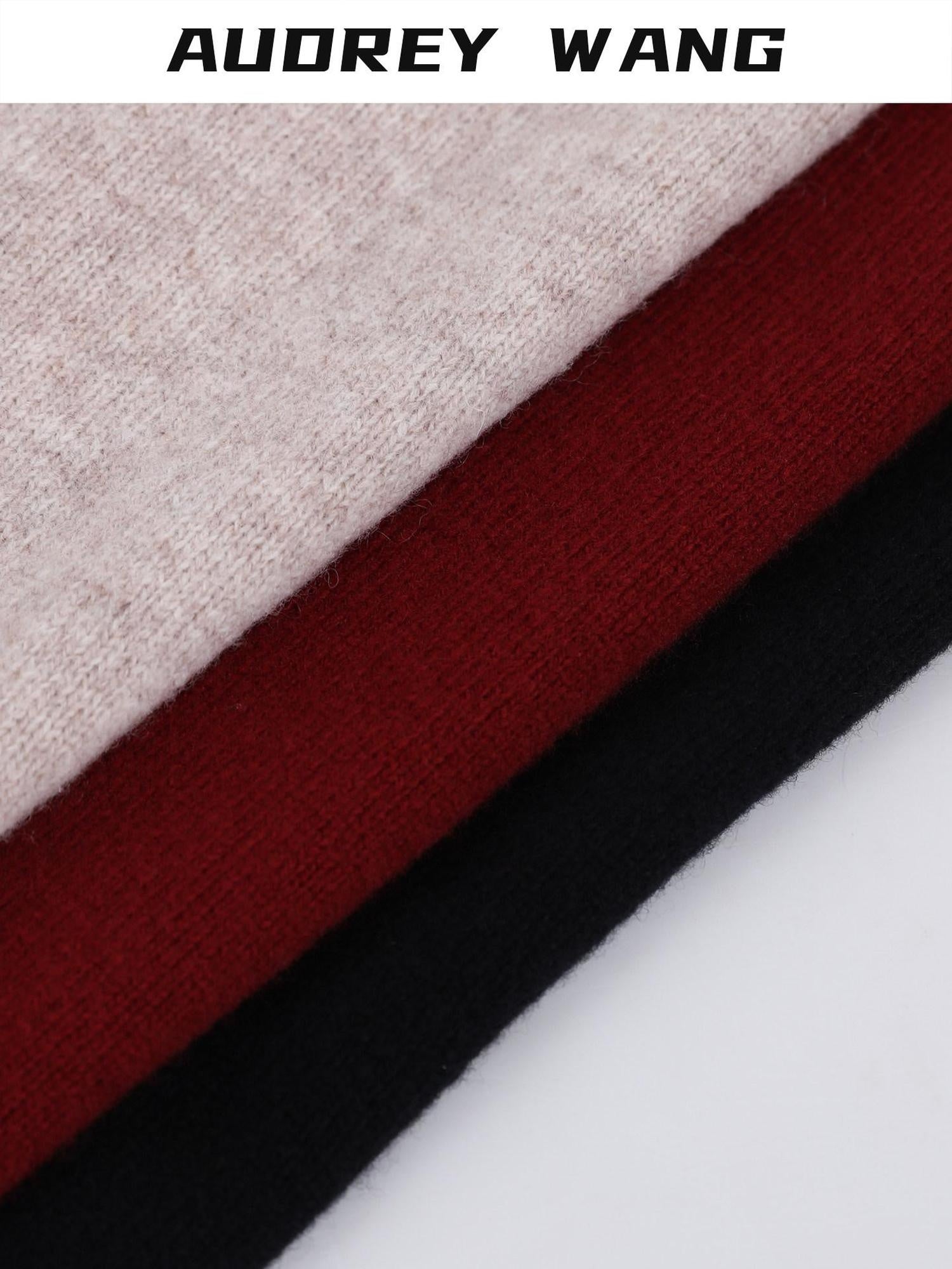 audreyyang Soft Acrylic Wool Blend Decorative Long Knitted European Women Black Scarves