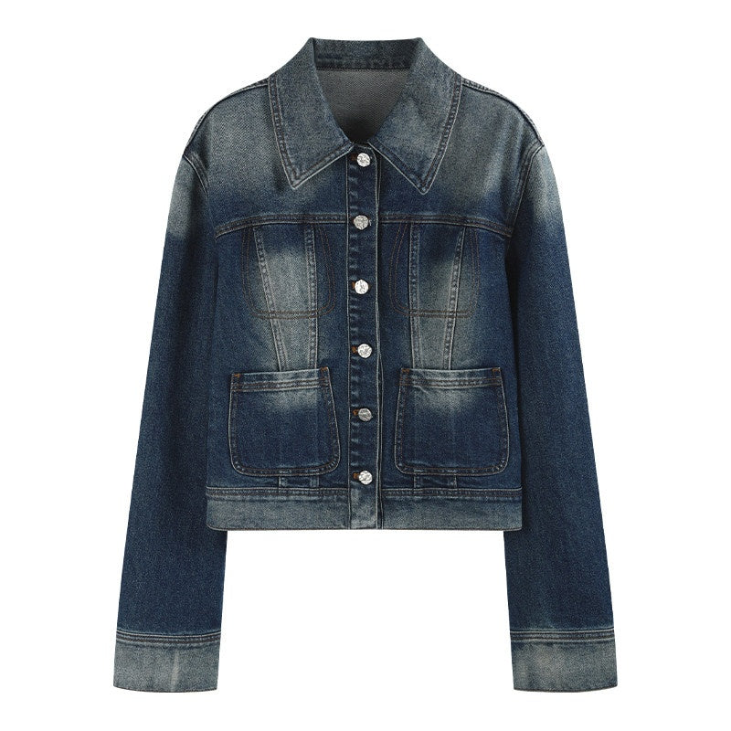 someone_sometimes_High_Cotton_Denim_Blue_Long_Sleeve_Collared_Buttoned_Women_Top_&_Skirt_Sets_MISSTT