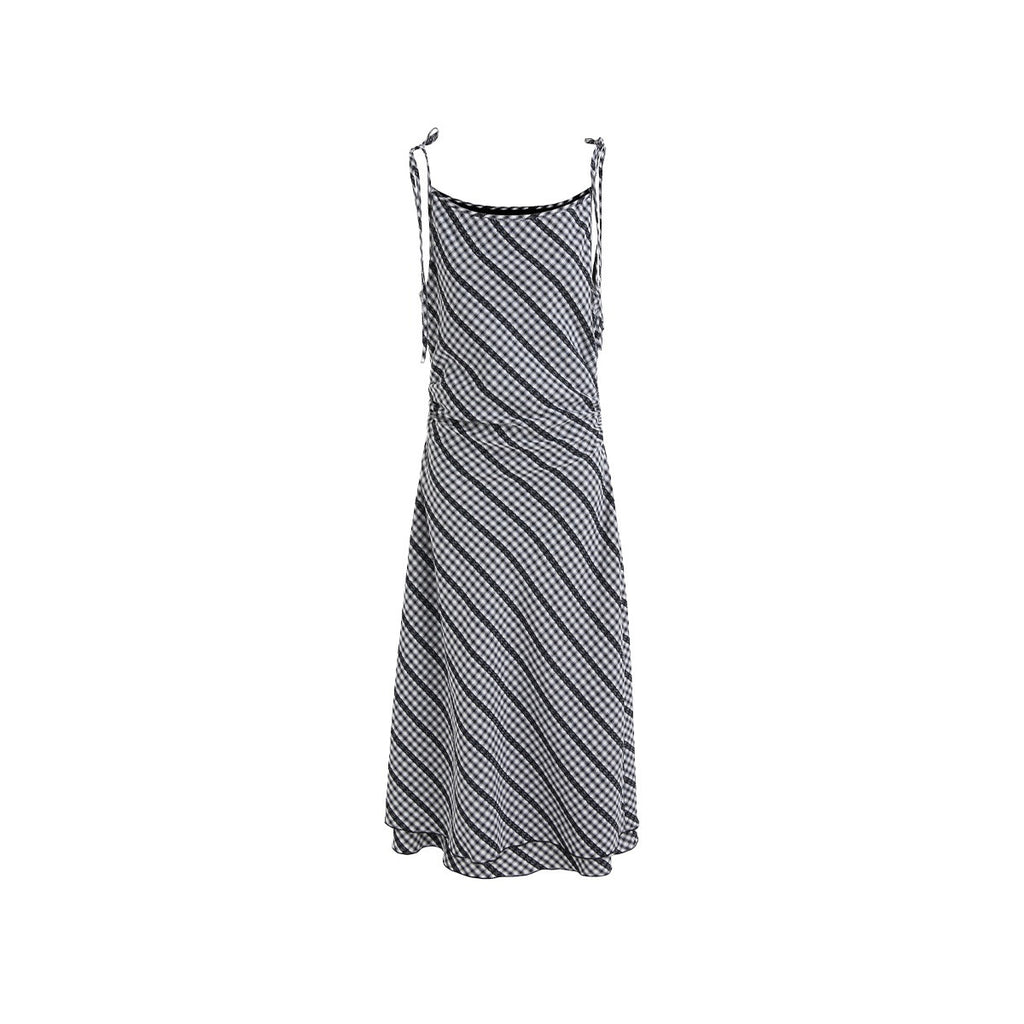 fano_Plaid_Waist_Defining_Korean_Office_A_Line_Round_Neck_Casual_Women_Maxi_Dresses_MISSTT