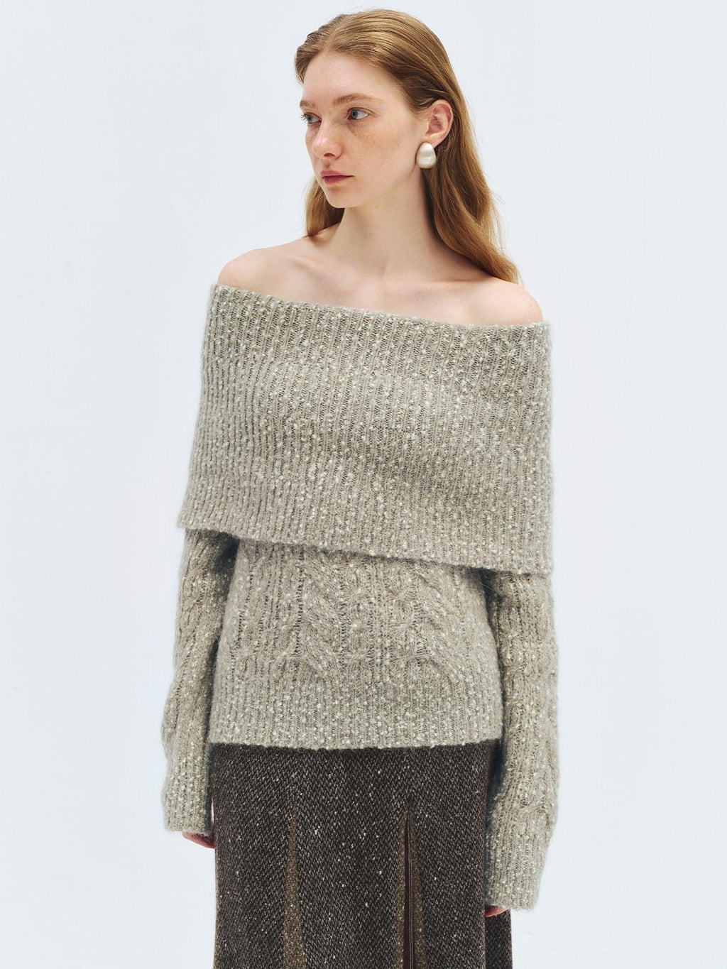 someone sometimes Wool Mohair Blend Oversized Casual Knit Pullover Women Dark Mist Green Sweaters