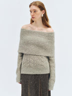 someone sometimes Wool Mohair Blend Oversized Casual Knit Pullover Women Dark Mist Green Sweaters