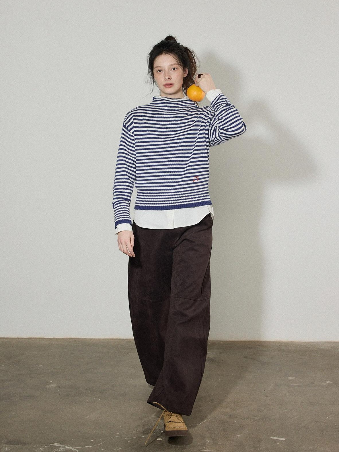 Lofi choose Acrylic Cotton Soft Striped Loose Fit Pullover Commuter Style Women Sweaters