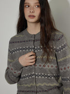 Lofi choose Cozy Gray Button Front Loose Fit Knit Crew Neck Workwear Cardigans
