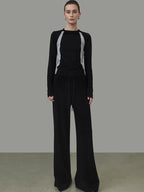 unspoken Nylon Viscose Stretch Slim Fit Minimalist Office Colorblock Crewneck Sweaters