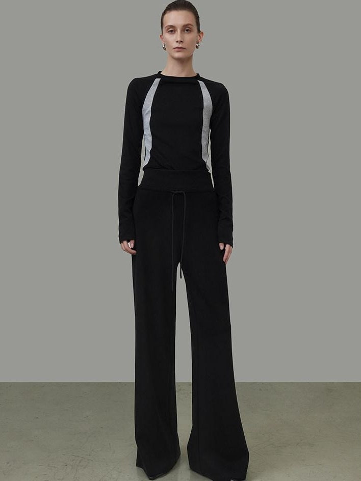 unspoken Nylon Viscose Stretch Slim Fit Minimalist Office Colorblock Crewneck Sweaters