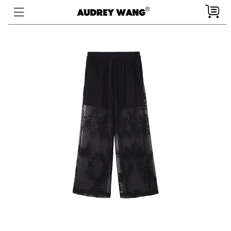 audreyyang_Chic_Two_Piece_Polyester_V-neck_Long_Sleeve_Set_Women_Black_White_Wide_Leg_Pants_MISSTT