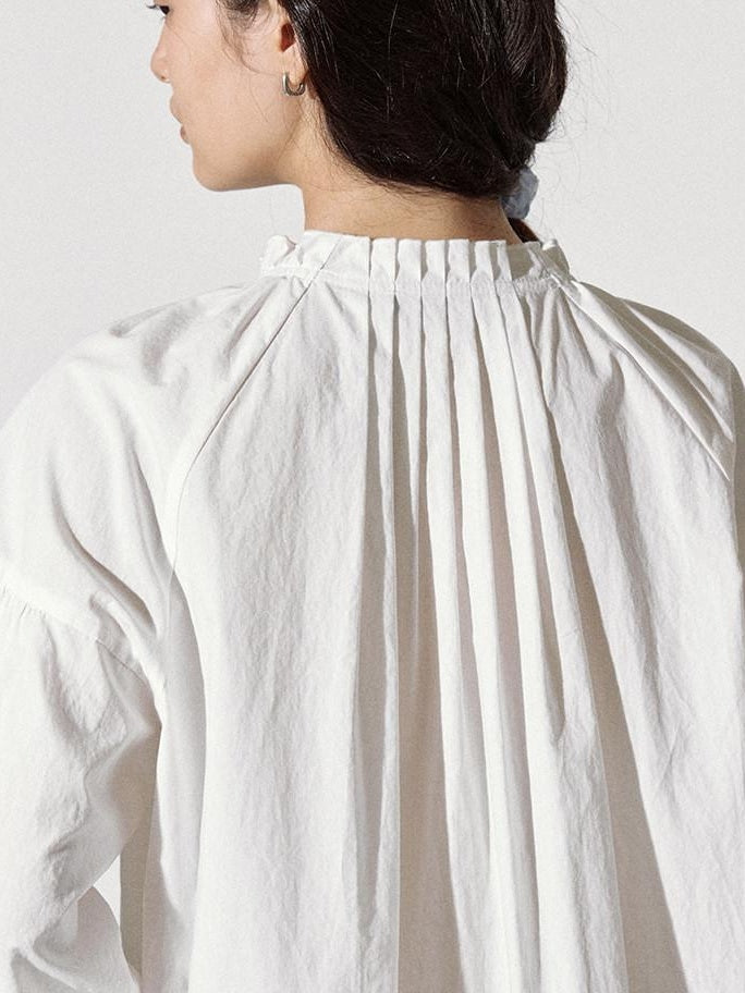 fano Breathable Lyocell Cotton Loose Round Neck Korean Long Sleeve White Blouses