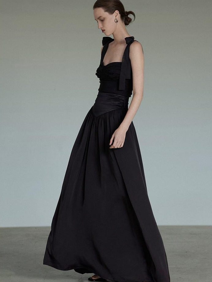 unspoken Sleek Slim Fit Spaghetti Strap Workwear Dress Women Solid Color Maxi Dresses