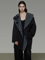 unspoken Warm Thick Minimal Commuter Loose Fit Lapel Women Sheep Wool Blend Wool Coats