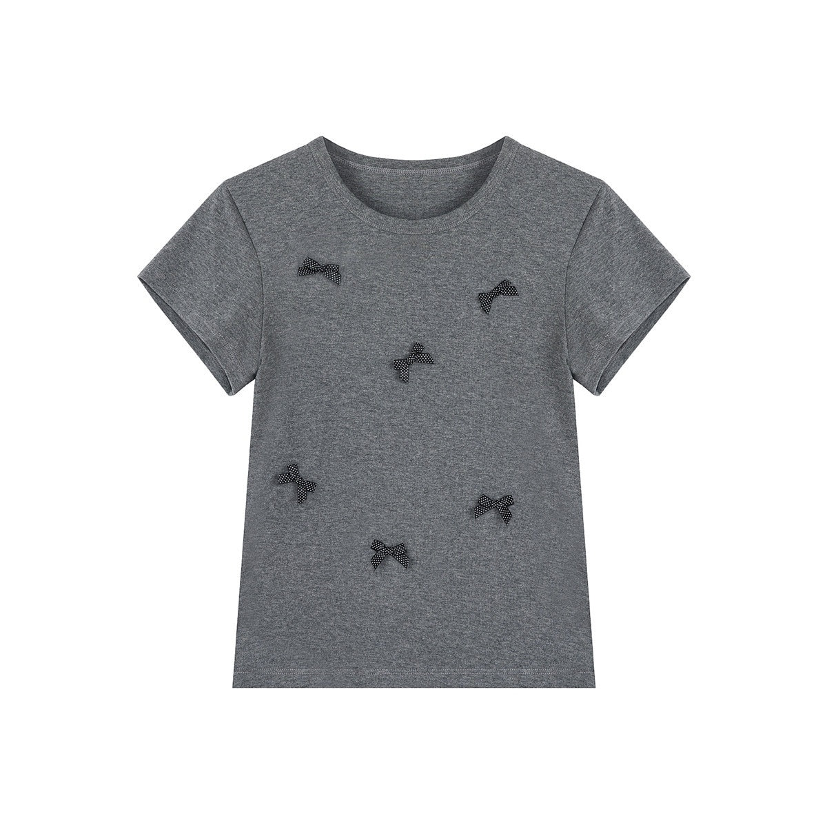 fano_Soft_Cotton_Spandex_Korean_Patchwork_Slim_Womens_Bow_Neck_Short_Sleeve_T-Shirts_MISSTT