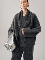 audreyyang Lyocell Blend Casual Loose Pullover Round Neck Women Two Piece Knit Sweaters