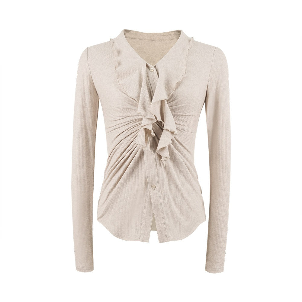 someone_sometimes_Ruffled_V-neck_Slim_Fit_Thin_Knit_Viscose_Women_Oatmeal_Long_Sleeve_T-Shirts_MISSTT