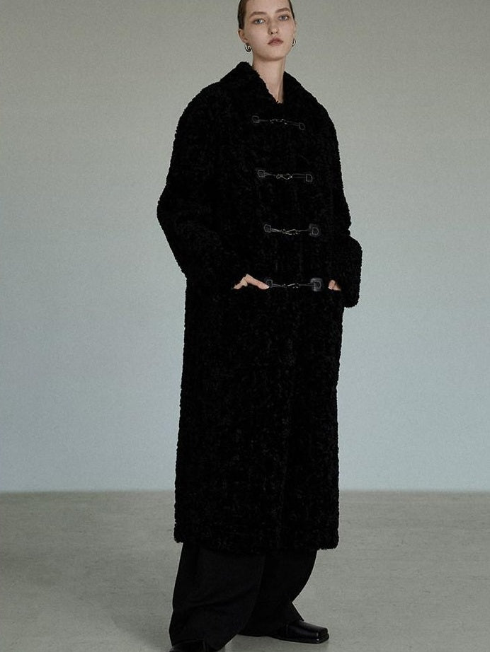 unspoken Thick Double Breasted Commuter Straight Fit Women Black Polyester Long Coats