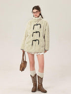 ikyou Thick Insulated Minimalist Commuter Straight Fit Stand Collar Apricot Short Coat