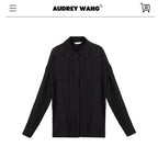 audreyyang_Shape_Retention_Viscose_Blend_Loose_Collared_Button_Women_Black_Top_&_Pants_Sets_MISSTT