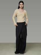 unspoken Soft Breathable V-neck Slim Fit Commuter Knitwear Bell Sleeves Women Sweaters