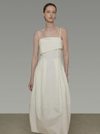 unspoken Soft Cotton High Waist A Line Irregular Hem Minimalist Workwear Maxi Dresses