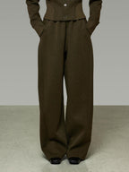 unspoken Breathable Cotton High Waist Minimal Office Heather Green Wide Leg Pants
