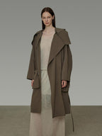 unspoken Viscose Blend Loose Fit Single Breasted Minimalist For Women Brown Long Coats