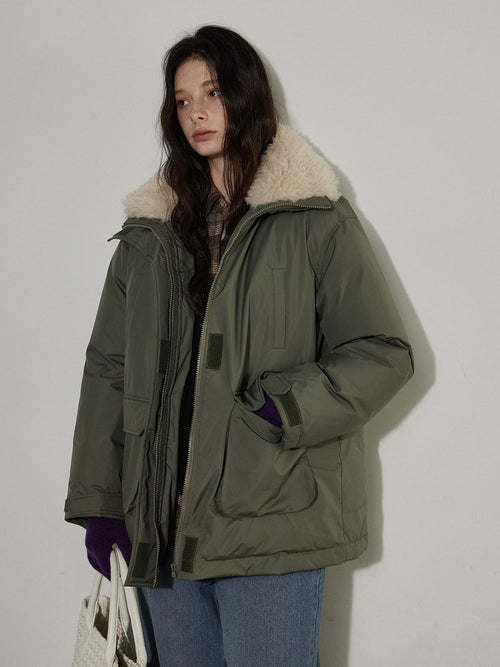 Lofi choose 90 Percent White Duck Down Insulated Commuter Relaxed Fit Olive Zip Down Jackets