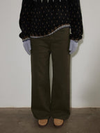 Lofi choose High Waist Washed Vintage Olive Zipper Fly Non Stretch Women Wide Leg Jeans