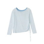 ikyou_Cooling_Lyocell_Loose_Embroidered_Women_Blue_Striped_Long_Sleeve_T-Shirts_MISSTT